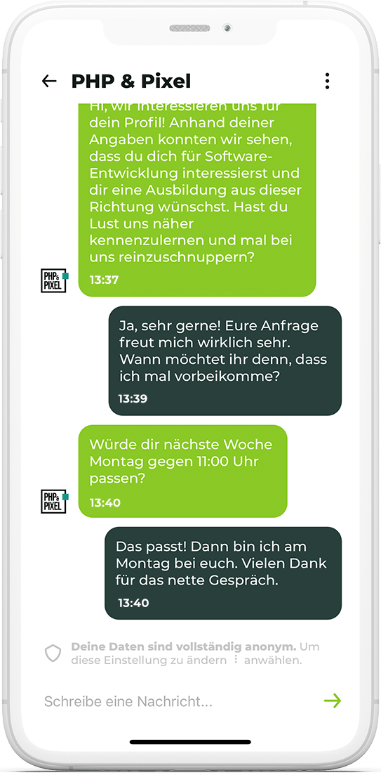 beAzubi-phone-chat-clean-white-for-slider beAzubi - App - Chat zwischen Unternehmen und Schüler